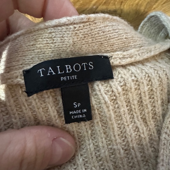 Talbots Tan Yellow Striped V Neck Preppy Tennis Long Sleeve Sweater Sz Small - Picture 6 of 7